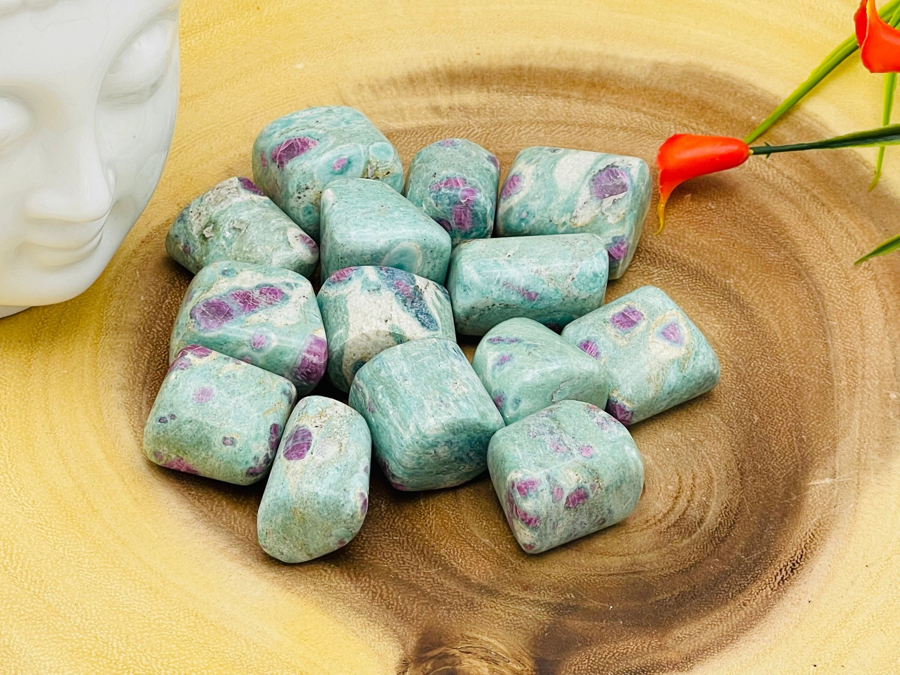 Ruby Fuchsite Tumbled Stones, Polished Pocket Stones, Ruby In Fuchsite Healing Tumbled Crystals