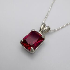 4ct Ruby Necklace Set In Sterling Silver Valentine Jewelry Gift