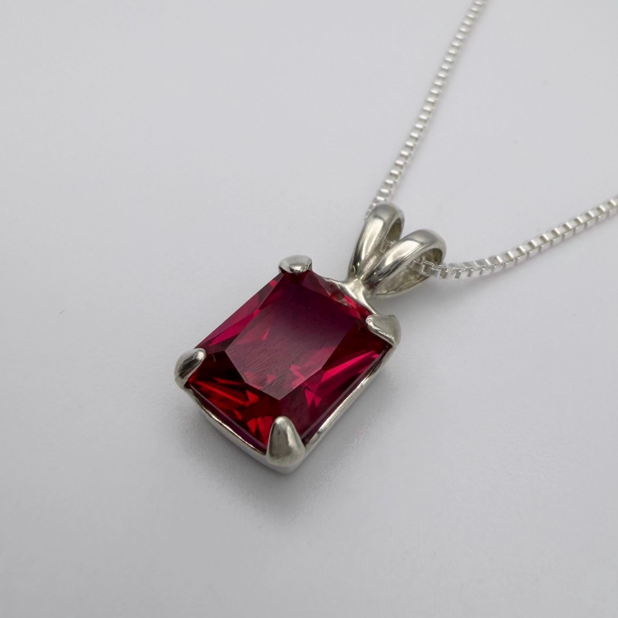 4ct Ruby Necklace Set In Sterling Silver Valentine Jewelry Gift 4ct Ruby Necklace Set In Sterling Silver Valentine Jewelry Gift