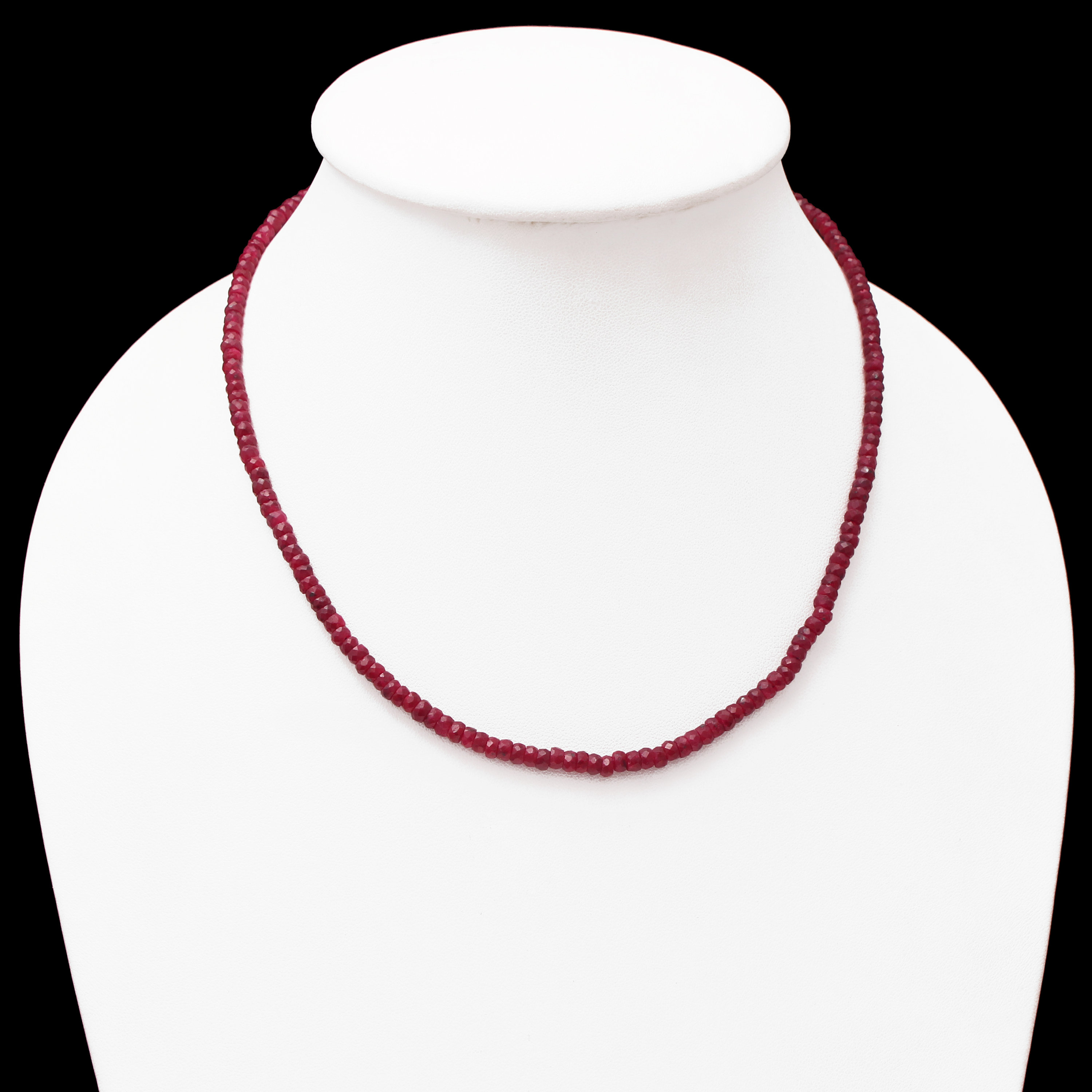Ruby Beads Necklace 4mm-6mm, Pink Ruby Gemstone Beaded Necklace, Ruby Faceted Rondelle Beads Jewelry, Women's Necklace, Gift For Her