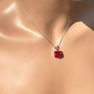 Blood Red Ruby Necklace / 3.15 Or 3.90 Ct Vvs 8 Or 9 Mm Natural Red Ruby / July Birthstone Necklace /sterling Silver /no Visible Inclusions