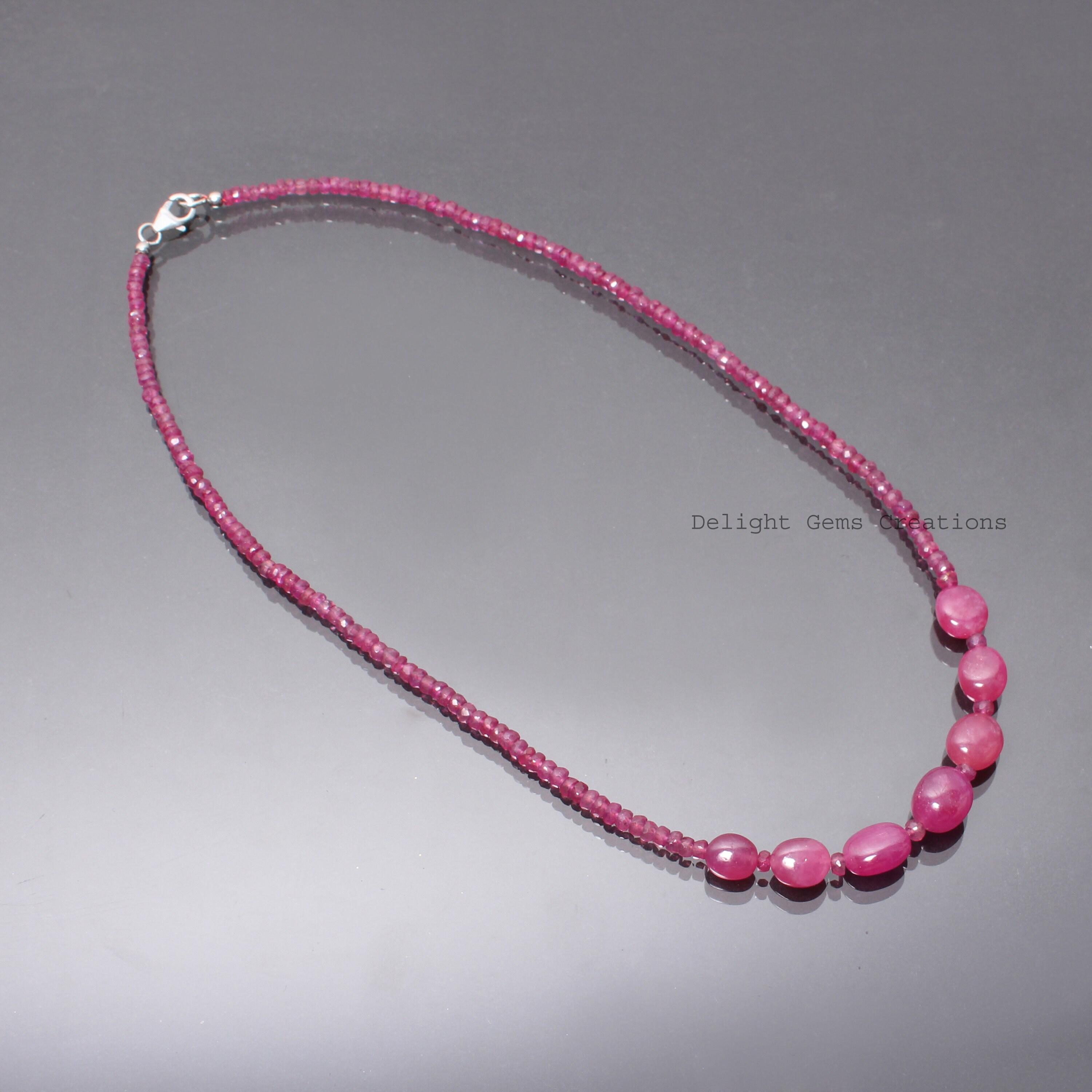 Christmas Gifts-natural Ruby Beaded Necklace-4mm Ruby Faceted Rondell / 11x9mm-12x10mm Ruby Tumble-precious Birthstone Gemstone Necklace