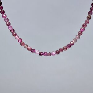 Ruby Crystal Choker Necklace, 16 Inch Gemstone Beaded Choker With 4mm Faceted Beads