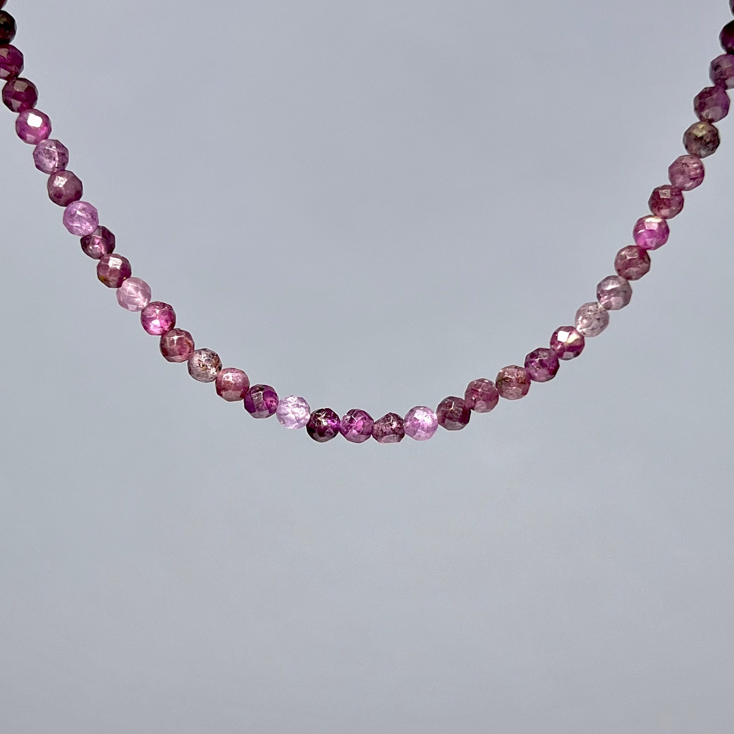 Ruby Crystal Choker Necklace, 16 Inch Gemstone Beaded Choker With 4mm Faceted Beads