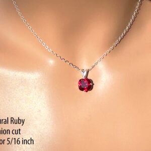 Cushion Blood Red Ruby Necklace /sterling Silver / July Birthstone/ Very Clear 2.55 Ct Tiny 8 Mm Natural Ruby / Vvs Quality
