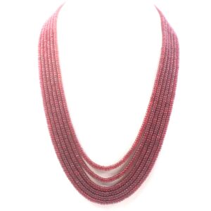 Dyed Ruby Necklace: 6-strand Rondelle Gemstone Beads (3.5-4.5 Mm)