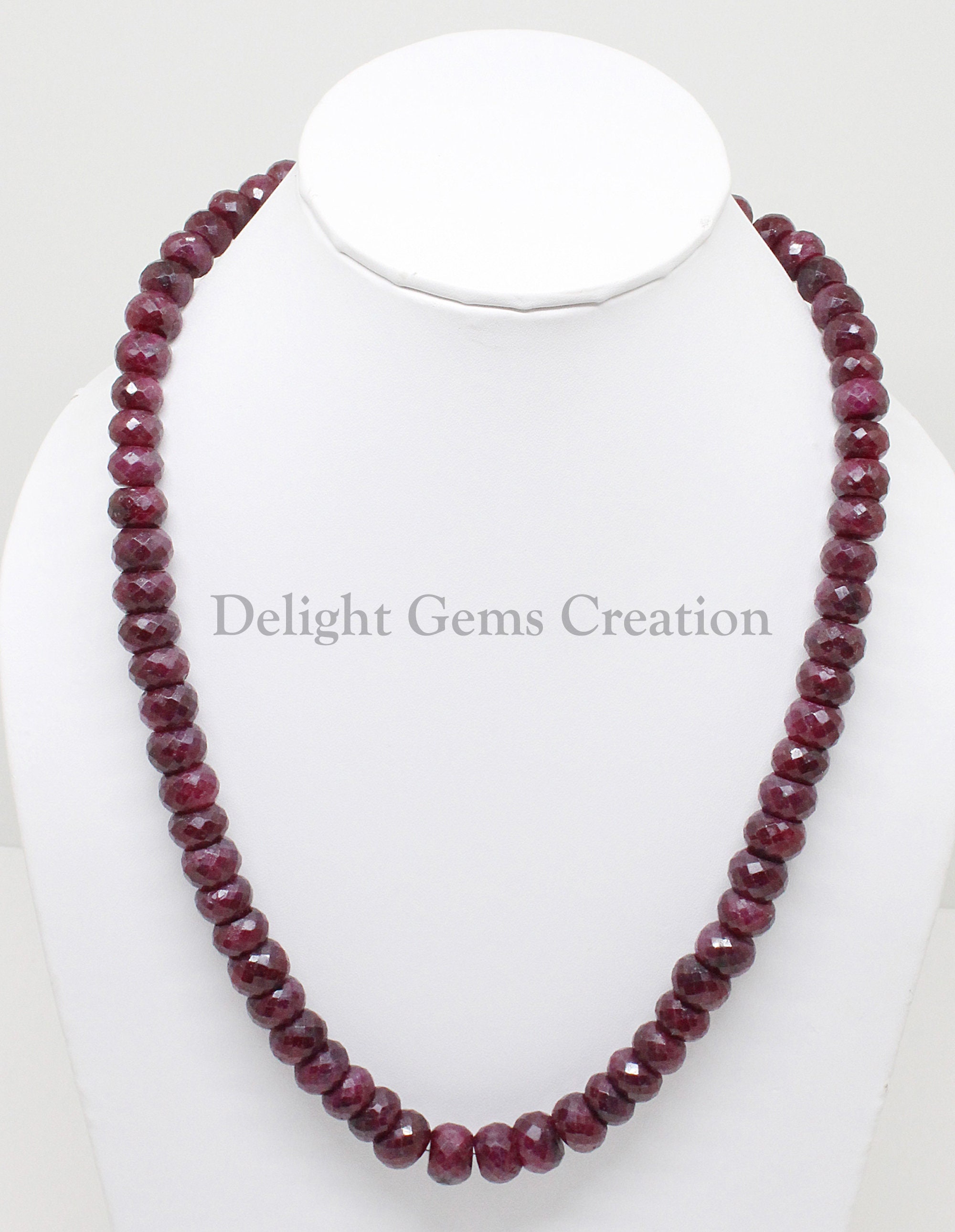Dyed Ruby Rondelle Beads Necklace, Customizable Length
