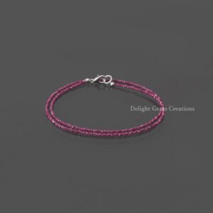 Faceted Ruby Beaded Necklace, 2mm Reddish Pink Gemstone