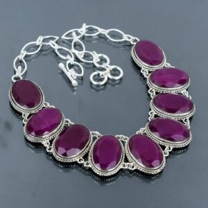Faceted Kashmir Ruby Necklace: Handmade 925 Sterling Silver Gemstone Jewelry