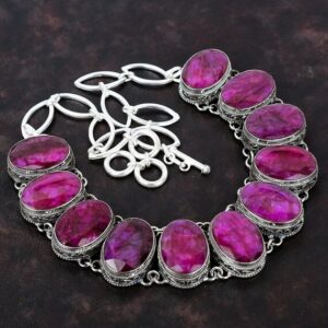 Faceted Kashmir Ruby Necklace: Vintage 925 Sterling Silver, Adjustable