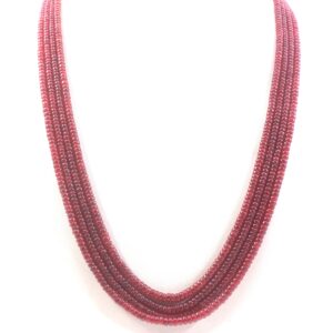 Handmade 4-strand Dyed Ruby Necklace: July Birthstone Jewelry