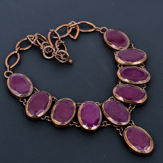 Handmade Kashmir Ruby Copper Necklace - Electroformed Gemstone Jewelry