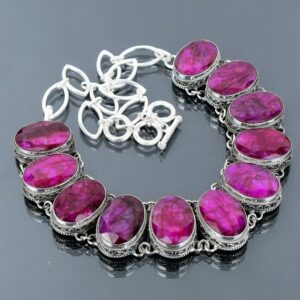 Handmade Kashmir Ruby Necklace: Vintage Sterling Silver Gemstone Jewelry