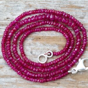 Micro Faceted African Ruby Necklace – Sterling Silver, July Birthstone