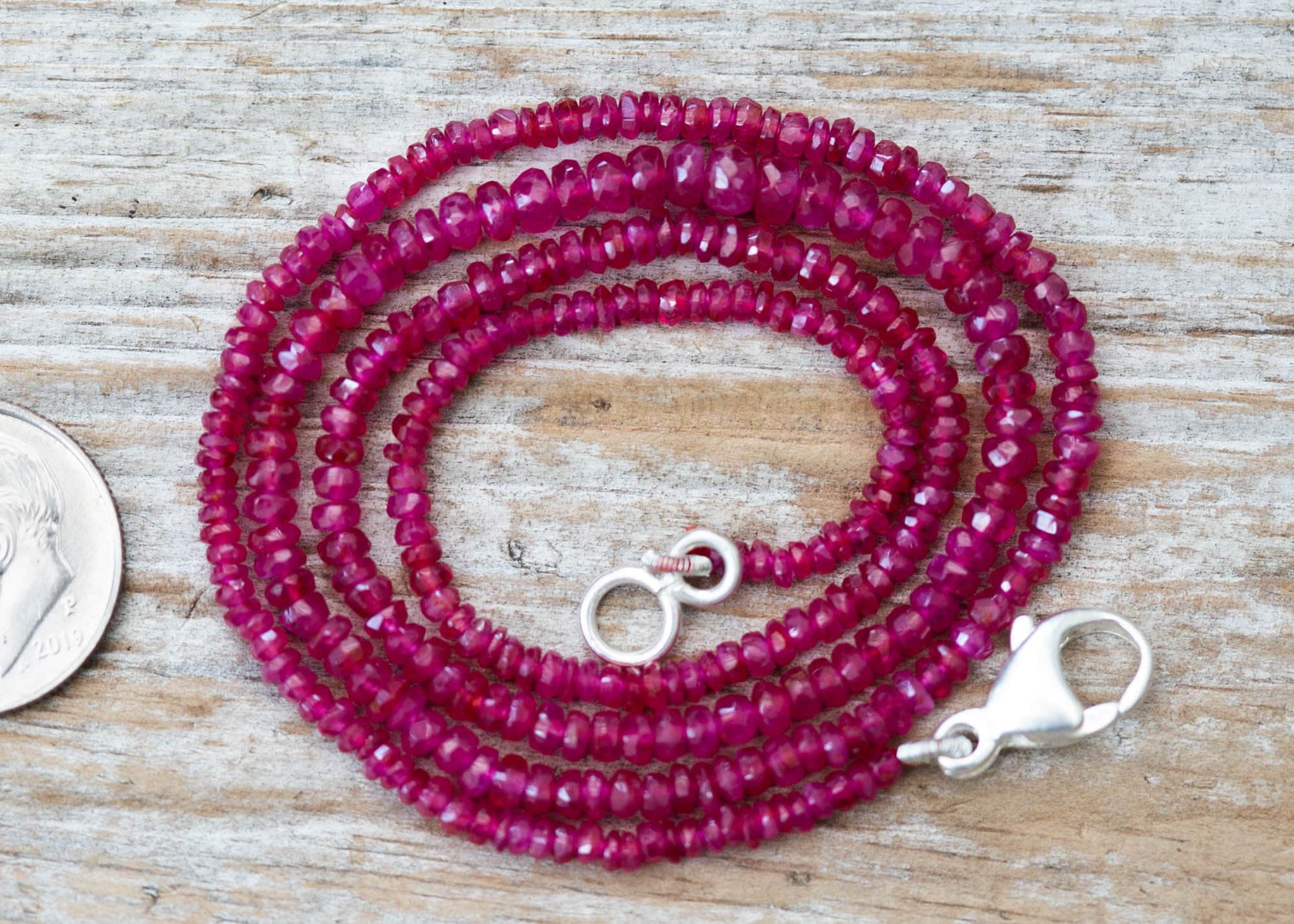 Micro Faceted African Ruby Necklace – Sterling Silver, July Birthstone