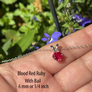 Minimalist Heart Ruby Necklace /1/4 Inch Heart Ruby/ Hot Pink To Red Ruby/ July Birthstone/ Sterling Silver / Natural Ruby / Pink Sparkle