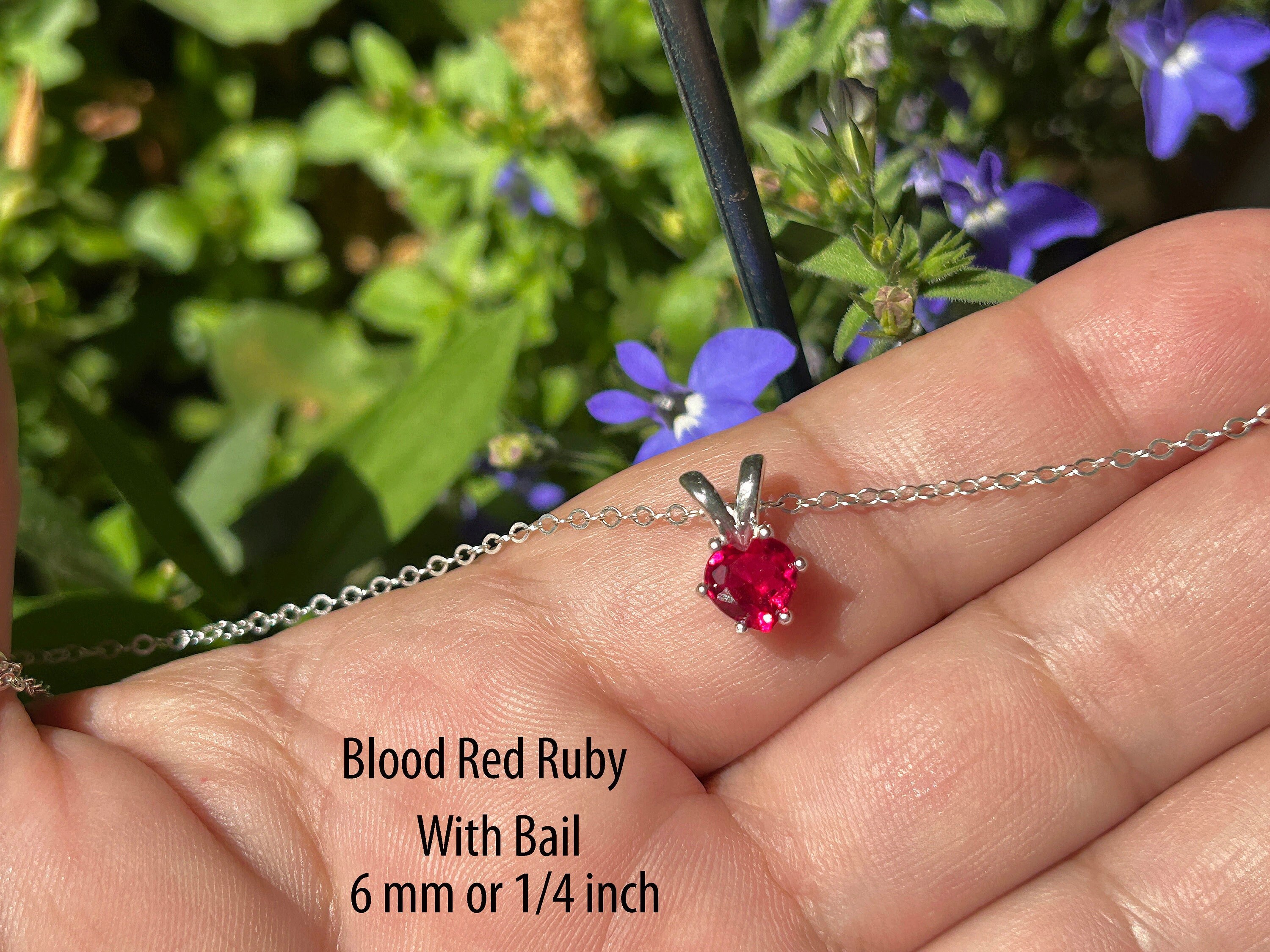 Minimalist Heart Ruby Necklace /1/4 Inch Heart Ruby/ Hot Pink To Red Ruby/ July Birthstone/ Sterling Silver / Natural Ruby / Pink Sparkle