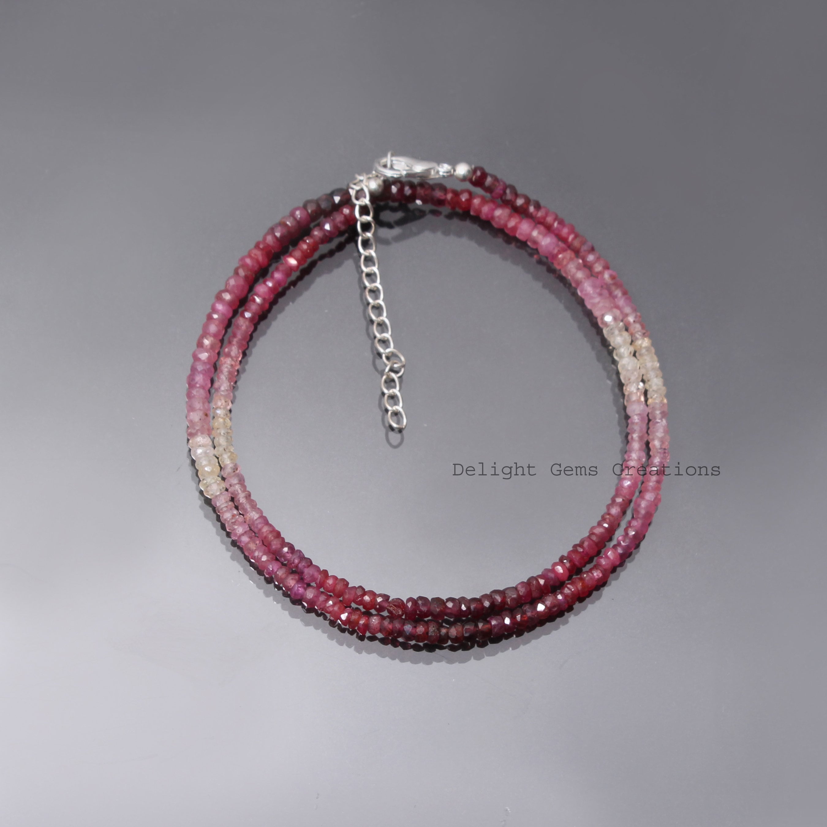 Natural Aaa++ Shaded Ruby Beaded Necklace-3mm-3.5mm Faceted Rondell Gemstone Jewelry-ruby Jewelry-925 Sterling Silver-christmas Gifts Natural Aaa++ Shaded Ruby Beaded Necklace-3mm-3.5mm Faceted Rondell Gemstone Jewelry-ruby Jewelry-925 Sterling Silver-christmas Gifts