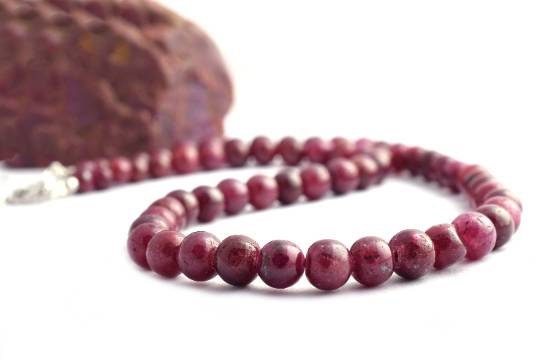 Natural Designer Ruby Necklace In 925 Sterling Silver, Gemstone Necklace, Necklace, Silver Jewelry, Beaded Necklace, Birthstone,gift For Her