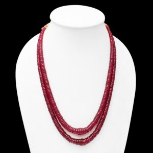 On Sale Ruby Faceted Beads Necklace, 4mm-12mm Ruby Tyre Beads Necklace, Multi Strand Necklace With Adjustable Dori, 16"-18"inch Necklace