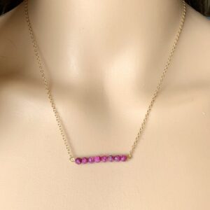 Raw Ruby Crystal Bar Necklace: July Birthstone, Gold Or Silver
