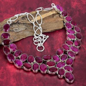 Red Ruby Necklace, 925 Sterling Silver Jewelry Gemstone Jewelry, Natural Jewelry, Adjustable Chain Handmade Necklace, Wedding Gifts