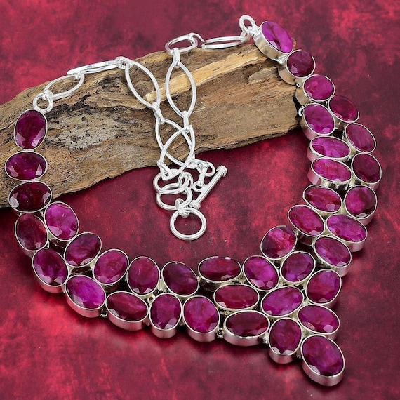 Red Ruby Necklace, 925 Sterling Silver Jewelry Gemstone Jewelry, Natural Jewelry, Adjustable Chain Handmade Necklace, Wedding Gifts Red Ruby Necklace, 925 Sterling Silver Jewelry Gemstone Jewelry, Natural Jewelry, Adjustable Chain Handmade Necklace, Wedding Gifts
