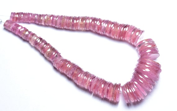220 Cts Big Ruby Flat Tyre Beads - 8.5 Inches - Most Beautiful Natural Faceted Ruby Wheel Beads - Size Is 5.5 - 15 Mm #2782