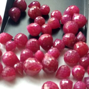 8-12mm Ruby Drilled Drops, Micro Faceted Ruby Tear Drop beads, Side Drill Ruby Drops For Jewelry (5Pcs To 10Pcs Options)-PGA503 8-12mm Ruby Drilled Drops, Micro Faceted Ruby Tear Drop beads, Side Drill Ruby Drops For Jewelry (5Pcs To 10Pcs Options)-PGA503