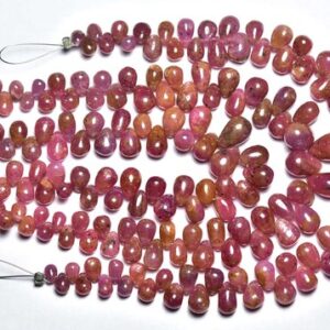 African Ruby Teardrop Beads -7 inches - Natural Beautiful Smooth Ruby Tear Drops Briolettes Strand - Size is 4x5 -6.5x9.5 mm #626 African Ruby Teardrop Beads -7 inches - Natural Beautiful Smooth Ruby Tear Drops Briolettes Strand - Size is 4x5 -6.5x9.5 mm #626