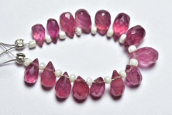 Beautiful Ruby Drops Bead - 15 Pcs - Most Beautiful Natural Faceted Ruby Teardrops Briolettes - Size Is 4x6- 7x5 Mm #44