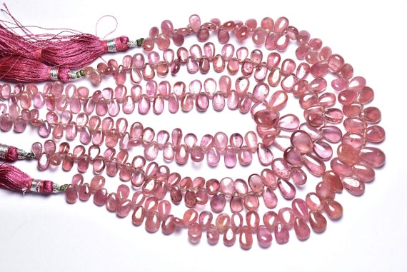 Beautiful Ruby Pear Bead - 9 Inches - Natural Smooth Ruby Pear Briolette - Size Is  4x6 - 6.5x10 Mm #2770