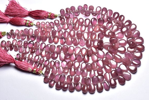 Beautiful Ruby Pear Bead - 8 Inches - Natural Smooth Ruby Pear Briolette - Size Is 5x7 - 7x11 Mm #2768