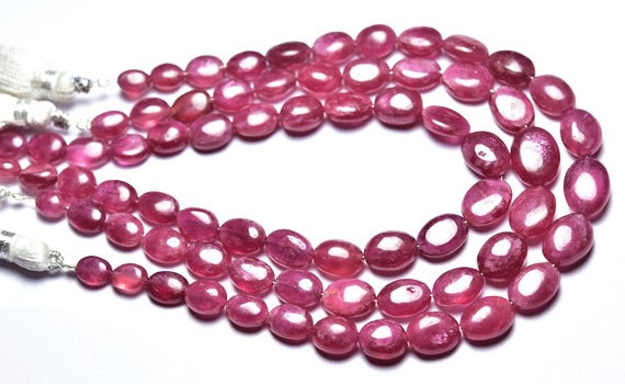 Beautiful Raspberry Ruby Oval Beads - 8 Inches - Natural Smooth Ruby Oval Shape Beads - Size Is 5x7 - 8x11 Mm #2801