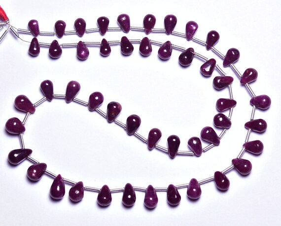 Ruby Drop Shape Bead Strand -8 Inches,natural Beautiful Ruby Smooth Teardrop Briolettes,size Is 6-9mm #389 Ruby Drop Shape Bead Strand -8 Inches,natural Beautiful Ruby Smooth Teardrop Briolettes,size Is 6-9mm #389
