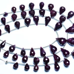 Ruby Drops Bead Strand -7 inches - Natural Gorgeous Faceted Dark African Ruby Teardrop Briolettes Faceted Drops - Size is 5x7- 7x12 mm #1641 Ruby Drops Bead Strand -7 inches - Natural Gorgeous Faceted Dark African Ruby Teardrop Briolettes Faceted Drops - Size is 5x7- 7x12 mm #1641