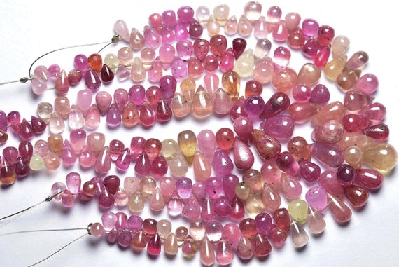Ruby Drops Shape Bead Strand -7 Inches - Most Beautiful Natural Smooth Ruby Tear Drops Briolettes - Size Is 4x6-6x9 Mm #1477