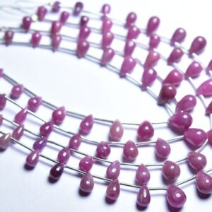 Ruby Drops Bead Strand -7 inches - Natural Smooth Ruby Teardrop Briolettes Drops - Size is 3x6-6x10 mm #1953 Ruby Drops Bead Strand -7 inches - Natural Smooth Ruby Teardrop Briolettes Drops - Size is 3x6-6x10 mm #1953