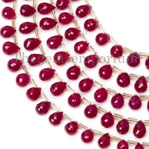 Ruby Faceted Tear Drop Beads, 4x5-6x9mm Ruby Drop Beads Briolette, Ruby Beads, Faceted Beads, Tear Drop Beads, Briolettes