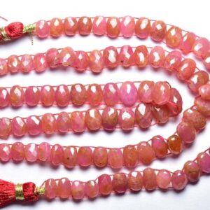 Ruby Fancy Oval Bead Strand -7 inches - Natural Most Beautiful Faceted Two Side Drilled Ruby Oval Beads - Size is 5x7-7x9 mm #1478