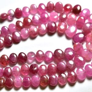 Ruby Fancy Oval Bead - 8 inches,Natural Beautiful Ruby Smooth Cross Drilled Oval Beads,Size is 5x7-7x10mm #933