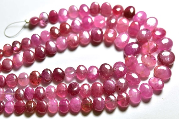 Ruby Fancy Oval Bead - 8 Inches,natural Beautiful Ruby Smooth Cross Drilled Oval Beads,size Is 5x7-7x10mm #933