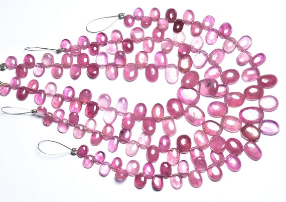 Most Beautiful Ruby Oval Bead Strand -7 Inches - Natural Smooth Flat Back Ruby Oval Shape - Size Is 5x6 -7x10 Mm #320