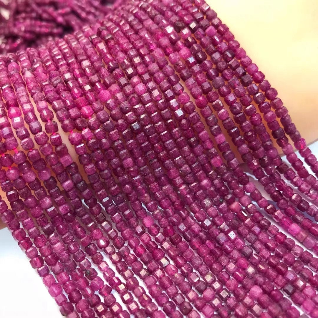 Natural Faceted Ruby Square Beads,3mm Square Barklyite Beads Wholeslae Beads Bulk Supply, 15 Inches One Strand Natural Faceted Ruby Square Beads,3mm Square Barklyite Beads Wholeslae Beads Bulk Supply, 15 Inches One Strand