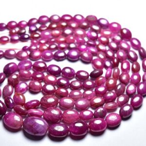 Ruby Oval Bead Strand - 8.5 inches - Natural Beautiful Smooth Dyed Ruby Oval Beads - Size is 6-13 mm #1367 Ruby Oval Bead Strand - 8.5 inches - Natural Beautiful Smooth Dyed Ruby Oval Beads - Size is 6-13 mm #1367