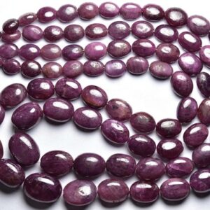 Ruby Oval Bead Strand -Natural Smooth Ruby Oval Beads - Size is 6x7-10x13 mm #1639 Ruby Oval Bead Strand -Natural Smooth Ruby Oval Beads - Size is 6x7-10x13 mm #1639