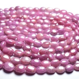 Ruby Oval Bead Strand -14 inches - Natural Most Beautiful Smooth Ruby Oval Beads - Size is 5-9 mm #1410