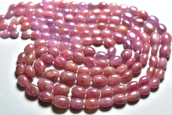 Ruby Oval Bead Strand -14 Inches - Natural Beautiful Smooth Ruby Oval Briolettes - Very Finest Quality Natural Ruby - Size Is 5.5-9mm #1190