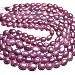 Ruby Oval Bead - 14 inches - Natural Smooth Beautiful Ruby Briolette - Size is 5x7 - 9x11 mm #2771 Ruby Oval Bead - 14 inches - Natural Smooth Beautiful Ruby Briolette - Size is 5x7 - 9x11 mm #2771