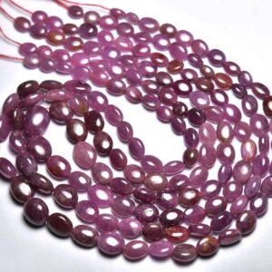 Ruby Oval Bead Strand - 8.5 inches - Natural Beautiful Smooth Ruby Oval Beads - Size is 6x8 - 8x10 mm #898 Ruby Oval Bead Strand - 8.5 inches - Natural Beautiful Smooth Ruby Oval Beads - Size is 6x8 - 8x10 mm #898